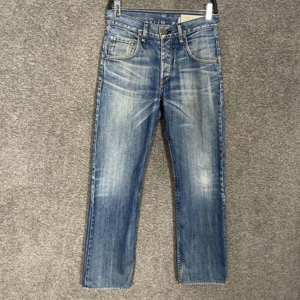 Rag & Bone RB 11X Jeans Mens 29x28 Blue Straight Distressed Medium Wash‎ Denim